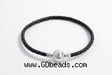 Silv03 18cm leather cord bracelet & 9mm 925 sterling silver