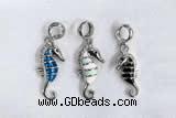 Silv132 15*23mm 925 Sterling Silver Sea Horse Pendant Enamel Plated