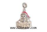 Silv154 14*25.5mm 925 Sterling Silver Santa Claus Pendant Enamel Plated