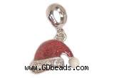 Silv156 11.5*17.5mm 925 Sterling Silver Santa Hat Pendant Enamel Plated