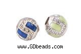 Silv180 10.5*11.5mm Cubic Zirconia Micro Pave 925 Sterling Silver Beads Enamel Plated