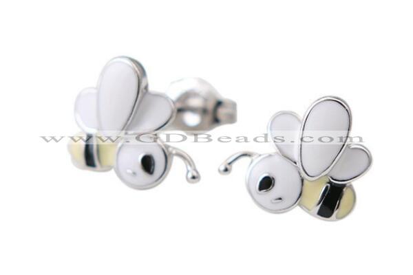 Silv197 9.8*9.8mm 925 Sterling Silver Stud Earrings Enamel Plated