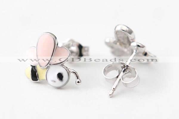 Silv198 9.8*9.8mm 925 Sterling Silver Stud Earrings Enamel Plated