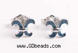 Silv200 7.2*8.1mm 925 Sterling Silver Stud Earrings Enamel Plated