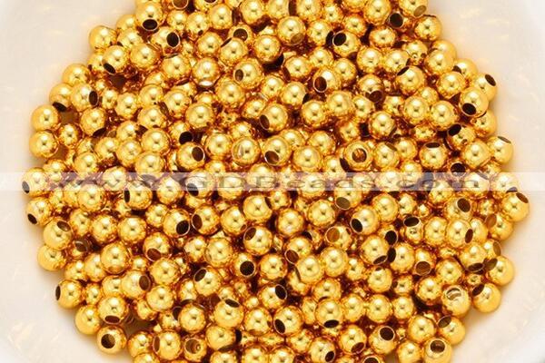 Silv25 5mm, 6mm, 8mm, 10mm 925 Sterling Silver Beads Gold Plated