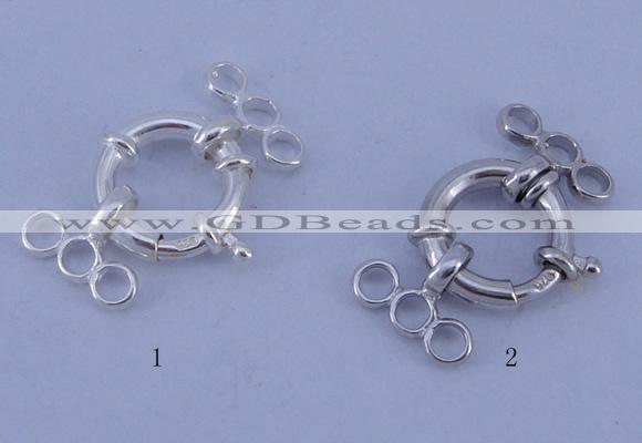 SSC211 5pcs three-strand 13.5mm 925 sterling silver spring rings clasps