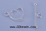 SSC30 5pcs 10*13.5mm heart 925 sterling silver toggle clasps