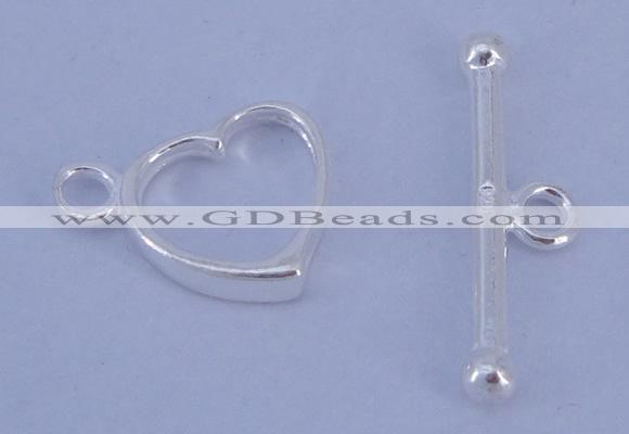 SSC30 5pcs 10*13.5mm heart 925 sterling silver toggle clasps