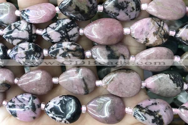 TEAR14 15 inches 13*18mm flat teardrop rhodonite gemstone beads