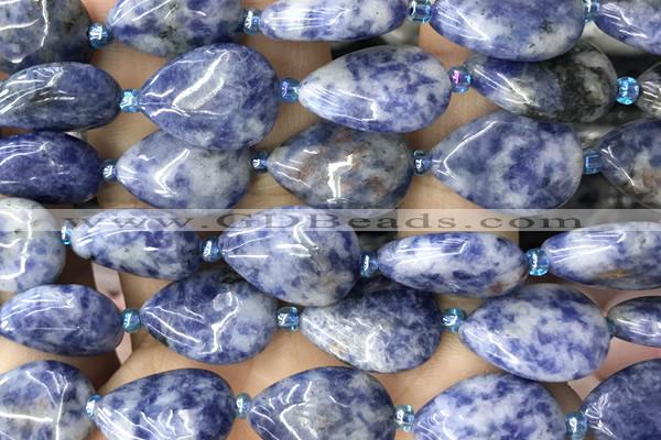 TEAR22 15 inches 13*18mm flat teardrop blue spot stone beads