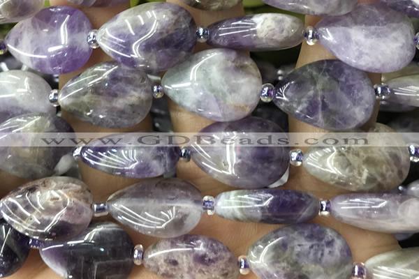 TEAR25 15 inches 13*18mm flat teardrop amethyst gemstone beads