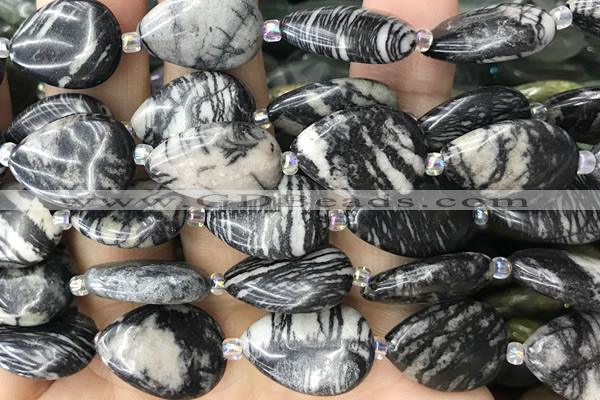 TEAR26 15 inches 13*18mm flat teardrop black water jasper beads