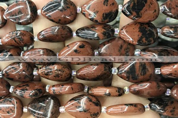 TEAR28 15 inches 13*18mm flat teardrop mahogany obsidian beads