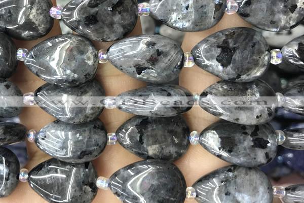 TEAR34 15 inches 13*18mm flat teardrop black labradorite beads