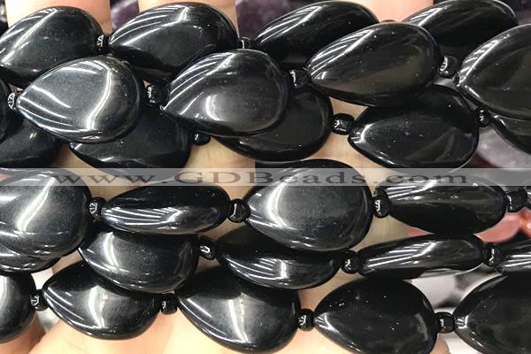 TEAR38 15 inches 13*18mm flat teardrop onyx gemstone beads