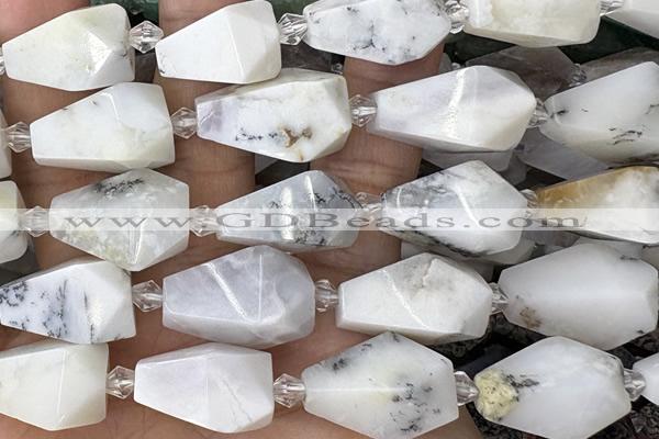 TEAR40 15 inches 10*20mm - 13*23mm faceted freeform teardrop white opal beads