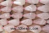 TEAR42 15 inches 10*20mm - 13*23mm faceted freeform teardrop rose quartz beads