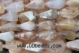 TEAR44 15 inches 10*20mm - 13*23mm faceted freeform teardrop sakura agate beads