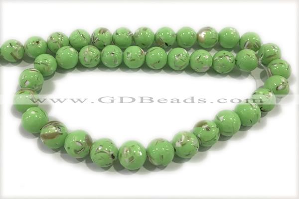 TURQ003 15 inches 8mm round synthetic turquoise with shelled beads