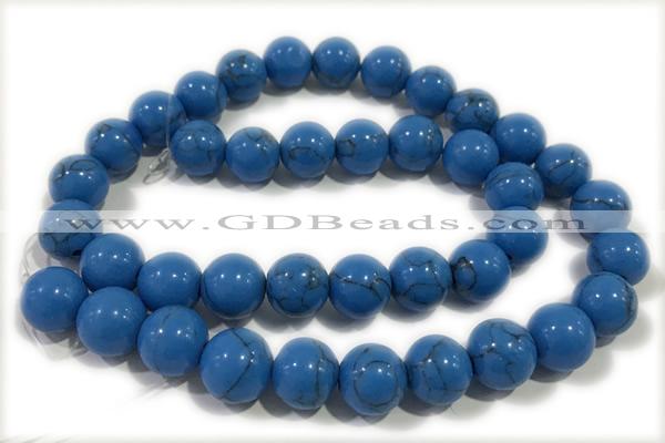 TURQ121 15 inches 4mm round synthetic turquoise beads