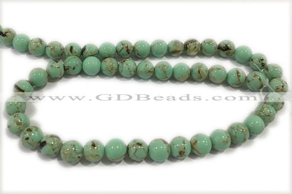 TURQ27 15 inches 6mm round synthetic turquoise with shelled beads