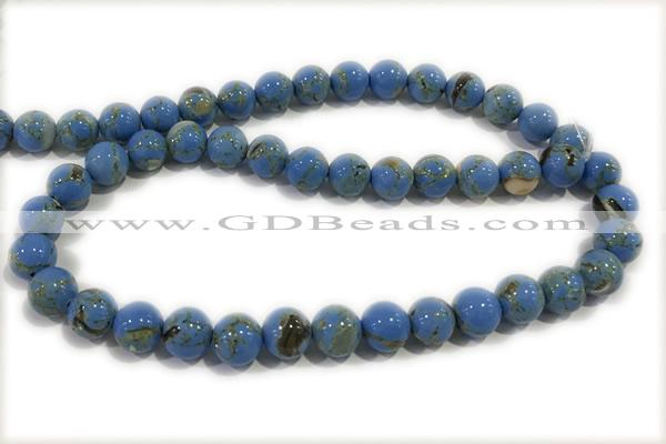 TURQ91 15 inches 4mm round synthetic turquoise with shelled beads